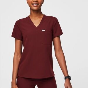 Catarina One-Pocket Scrub Top™ XXS Burgundy